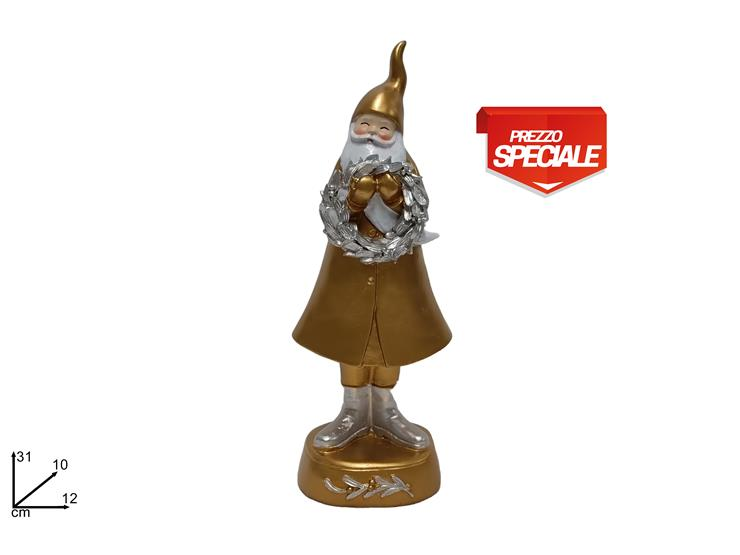 ALBERO DI NATALE IN CERAMICA SAGOMATO BABBO NATALE ORO CM.H.31 DUESSE