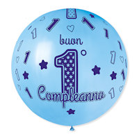 FESTA PRIMO COMPLEANNO CELESTE PALLONCINI ALL AROUND D.31 CM.80 DIMAV