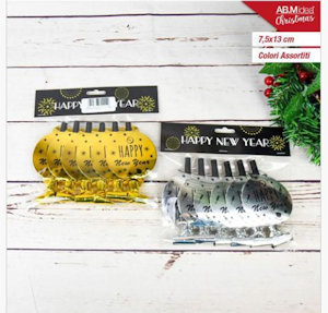 PARTY NATALE HAPPY NEW YEAR TROMBETTA LINGUA IN CARTA CONF.6PZ. CM.7x13 IDEA'S