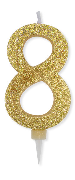 CANDELINA MAX CERA SWEETY CM.15 GLITTER ORO N. 8 BIGPARTY