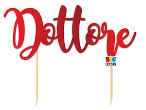 LAUREA CAKE TOPPER SCRITTA IN CARTONCINO ROSSA DOTTORE CM.20x16 BIGPARTY
