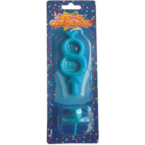 CANDELINA CON PIEDINO CELESTE N.8 IN BLISTER CON PIEDINO