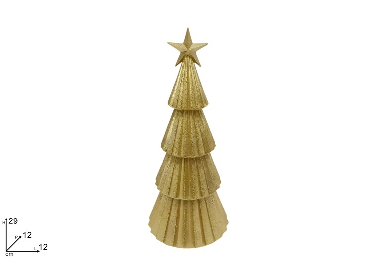 ALBERO DI NATALE IN PVC GLITTERATO ORO CON PUNTA STELLA CM.H.29 DUESSE