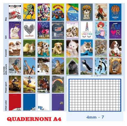 QUADERNONE 80gr. ff.20+1 A QUADRETTI 4 M SENZA MARGINE pezzi 10