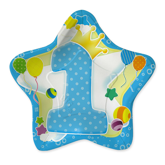 PRIMO COMPLEANNO CELESTE PIATTI CM.24 CONF.10PZ. FORMA STELLA BIGPARTY