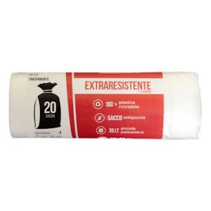 SPAZZATURA sacchi N.U. 50x60 pz.20 TRASPARENTE NEUTRO CON LEGACCI BEST010