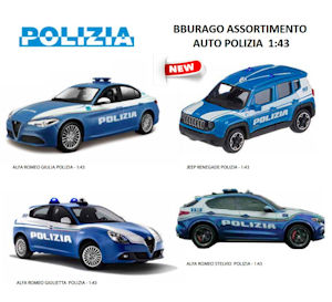 AUTO MODELLINO 1:43 ASSORTIMENTO STREET FIRE POLIZIA METAL BURAGO 390836.024