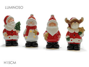 PERS. BABBO NATALE IN CERAMICA CM.H.15 CON CON LUCE 440471 GENERAL