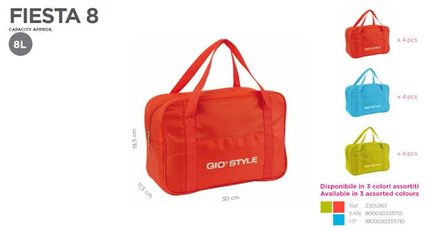 BORSA TERMICA 8 LITRI ORIZONTALE FIESTA CM.30x11x20 GIOSTYLE