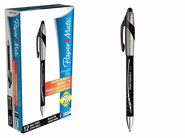 PENNA PAPERMATE FLEXGRIP ELITE A SCATTO NERO pezzi 12