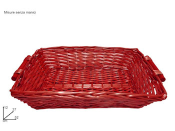 CESTO IN VIMINI RETTANGOLARE CM.52x37xH.12 ROSSO DUESSE