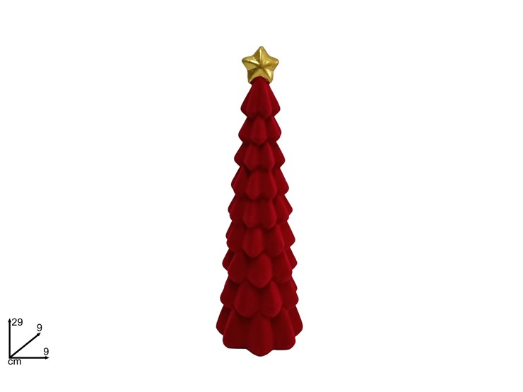 ALBERO DI NATALE CONICO CM.H.30 IN VELLUTO ROSSO DUESSE