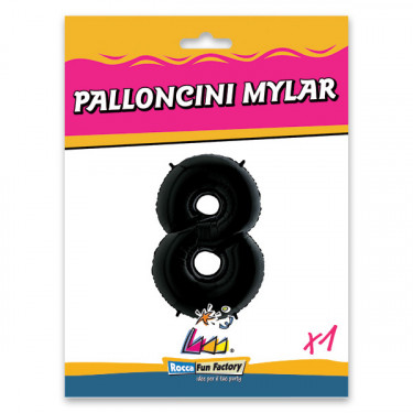 PALLONCINO MYLAR NERO NUMERO 8 CM.102 D.40