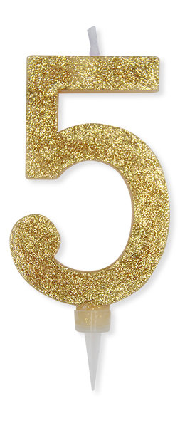 CANDELINA MAX CERA SWEETY CM.15 GLITTER ORO N. 5 BIGPARTY