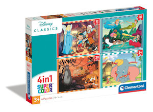 PUZZLE 4 IN 1 DISNEY CLASSIC SUPERCOLOR 21523 CLEMENTONI