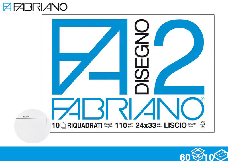 ALBUM DISEGNO FABRIANO F2 24x33 LISCIO SQUADRATO PEZZI 10