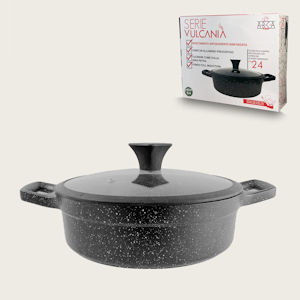 TEGAME VULCANIA CM.24 A INDUZIONE GRIGIO CON COPERCHIO IN VETRO ARCA