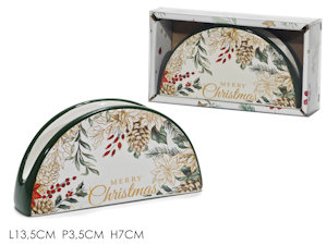 PORTATOVAGLIOLI IN CERAMICA CM.13x3xH.7 CON DECORO GHIRLANDA 471565 GENERAL