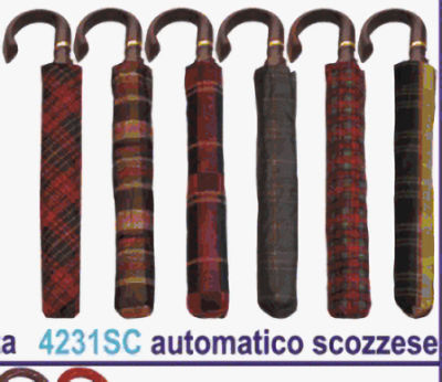 OMBRELLO IN NYLON AUTOMATICO MINI IMPUGNATURA CURVA SCOZZESE IDEAPIOGGIA