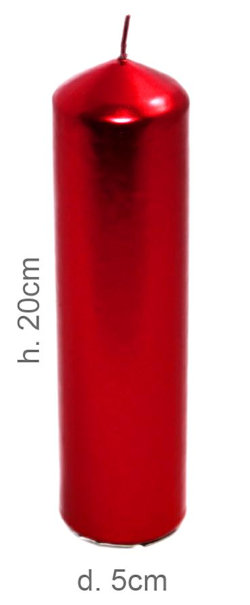 CANDELA CERO LISCIA PILLAR CM.D.5xH.20 ROSSA METALLIZZATA 4606 SWEEPING