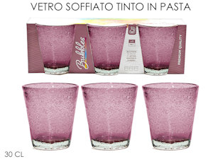 BICCHIERE ACQUA 300ML. VETRO SOFFIATO SET.3PZ. ROSA ANTICO 660705 GENERAL