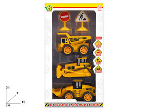 AUTO MODELLINO MEZZI DA LAVORO A FRIZIONE IN CONF.3PZ. CM.18x31 MAZ.