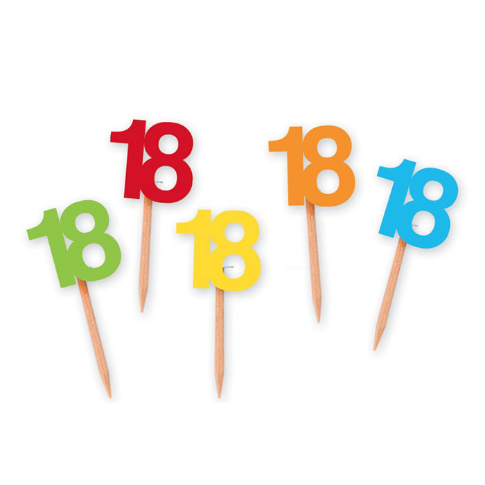 18 ANNI PICKS SAGOMATI CM.3x7 25PZ. BIGPARTY