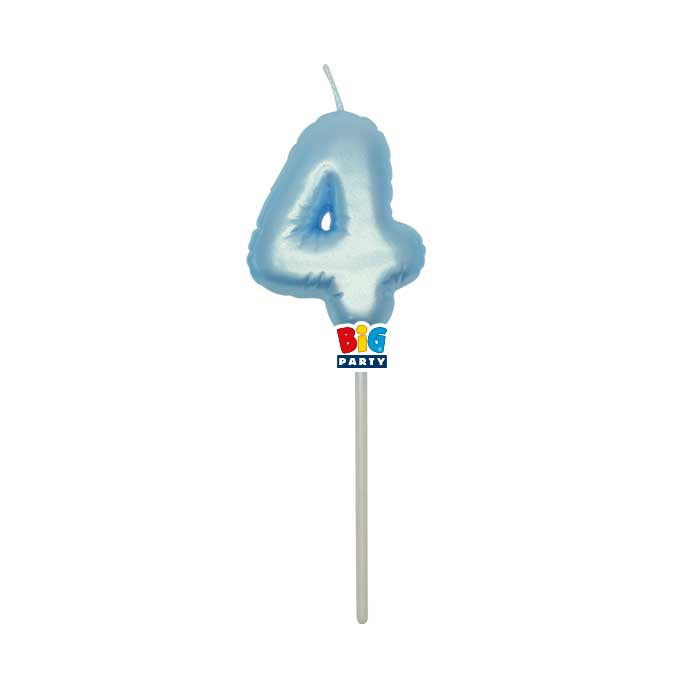 CANDELINA CERA BALLON CM.13 CELESTE PERLA N.4 BIGPARTY