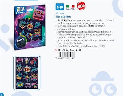 IDEA COLOR STICKERS NEON 6-10 ANNI 18699 CLEMENTONI