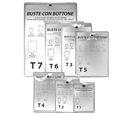 BUSTA IN PPL CON BOTTONE TRASPARENTE VERTICALE T5 CM.13x18 ALPLAST PEZZI 10