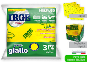 PANNO ASSORBENTE MULTIUSO CM.35x35 SET.3PZ. GIALLO IRGE