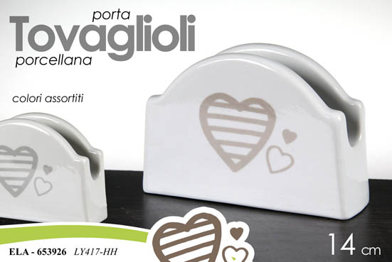 PORTATOVAGLIOLI IN CERAMICA CON CUORI  14CM GICOS 653926