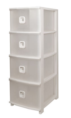 CASSETTIERA IN PLASTICA PRATIKA SLIM PLUS 4 CASSETTI CM.37x28xH.80 BIANCA TRASP