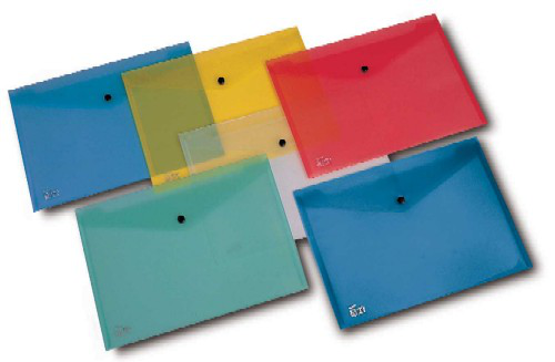 BUSTA IN PPL CON BOTTONE TRASPARENTE A5 COLORI ASSORTITI CM.23x17 CONF.5PZ. NIKO