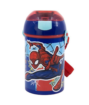 SPIDERMAN BORRACCIA BOTTIGLIA IN PLASTICA ML.430 CON TRACOLLA EOLD.