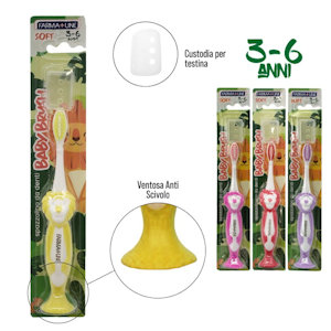 SPAZZOLINO DA DENTI BABY FARMALINE LEONCINO CON VENTOSA ANTISCIVOLO PEZZI 12