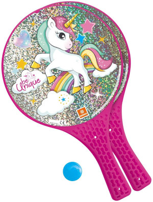 RACCHETTONI PERS. IN PLASTICA UNICORNO GLITTER CON PALLINA IN GOMMA 15040 MONDO