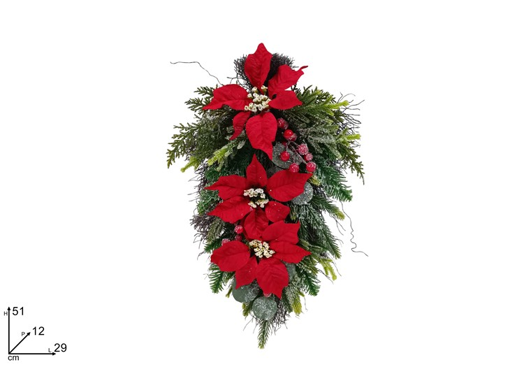 PORTA DIETROPORTA RAMI A FORMA GRAPPOLO CON FIORE STELLE DI NATALE CM.51 DUESSE