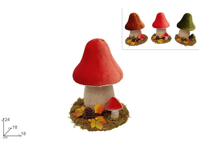 DECORAZIONE FUNGO SU BASE CON ERBETTA CM.18xH.24 DUESSE