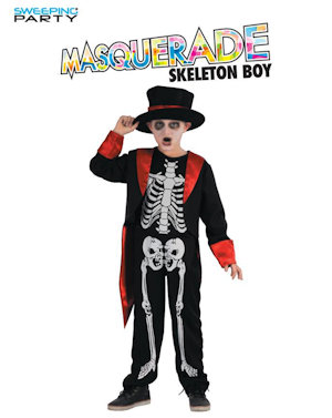 COSTUME SKELETON BOY 12/14 ANNI TAGLIA L SWEEPING