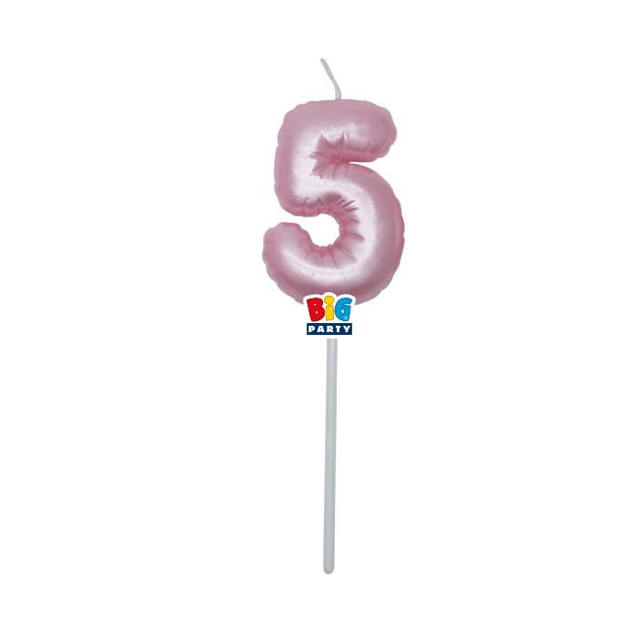 CANDELINA CERA BALLON CM.13 ROSA PERLA N.5 BIGPARTY
