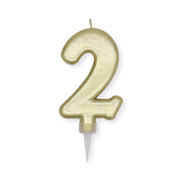 CANDELINA CERA PLUMP CM.10 ORO METAL N. 2 BIGPARTY