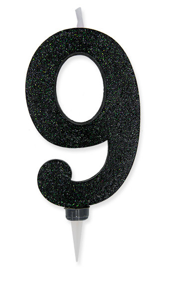CANDELINA MAX CERA SWEETY CM.15 GLITTER NERA N. 9 BIGPARTY