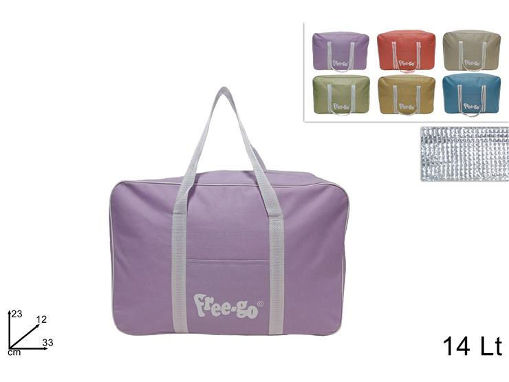 BORSA TERMICA 14 LITRI ORIZZONTALE FANTASIA MONOCOLORE TINTE TENUI CM.23x12x33 D