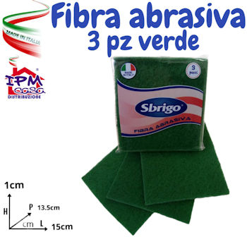 SPUGNA ABRASIVA IN FIBRA VERDE CONF.3PZ. SBRIGO IPM