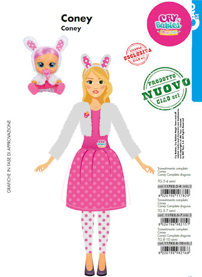 COSTUME PERSONAGGIO CRY BABIES CONEY TAGLIA 5/7 ANNI
