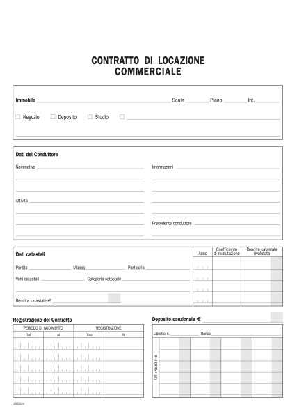 CONTRATTO MODULO DI LOCAZIONE USO COMMERCIALE DATA UFFCIO