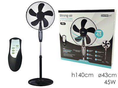 VENTILATORE CON PIANTANA CM.140 5 PALE D.43 45W CON TELECOMANDO 586131 DICTROLUX