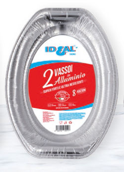 MONOUSO ALLUMINIO VASSOIO OVALE GRANDE CM.43x28x25 CONF. 2PZ. LIONCART