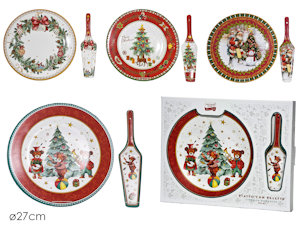 PIATTO IN CERAMICA CON PALETTA DECORATO NATALIZIO CM.16xD.27 452803 GENERAL